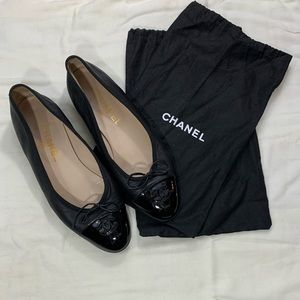 Black Chanel Ballet Flats- Size 38.5
